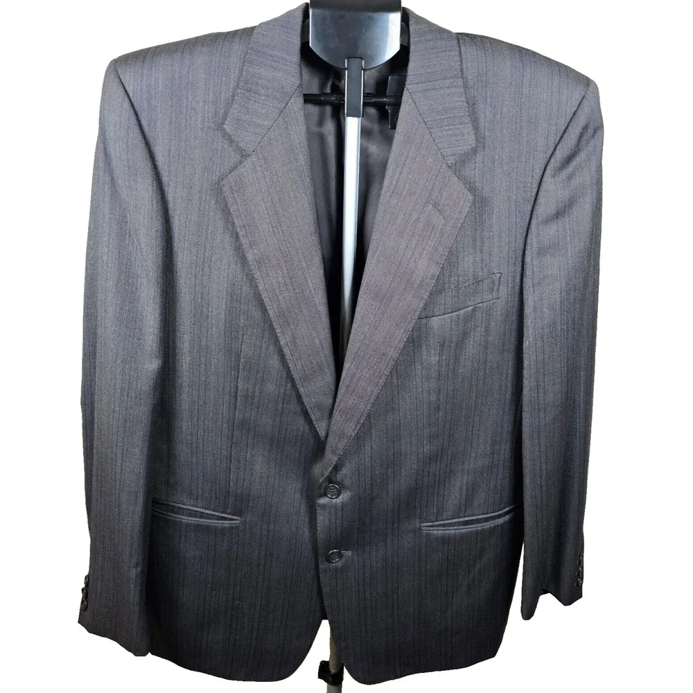 Ermenegildo Zegna Suit Jacket Blazer Mens Gray Wool 44 US 54 IT